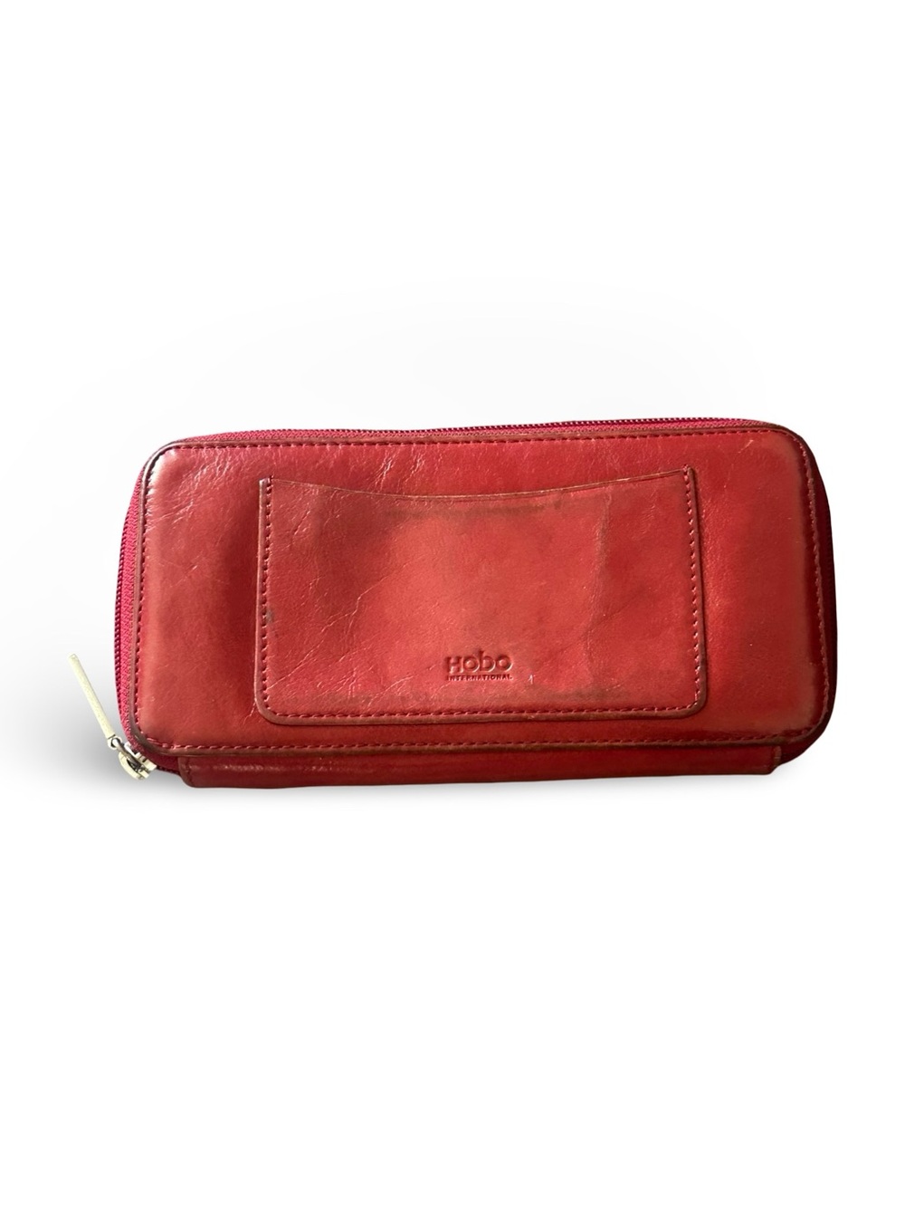 HOBO Crimson Leather Zip-Around Wallet with Front Slip Pocket
